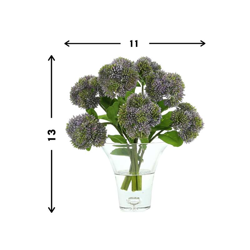 Sedum Arrangement in a Clear Glass Vase