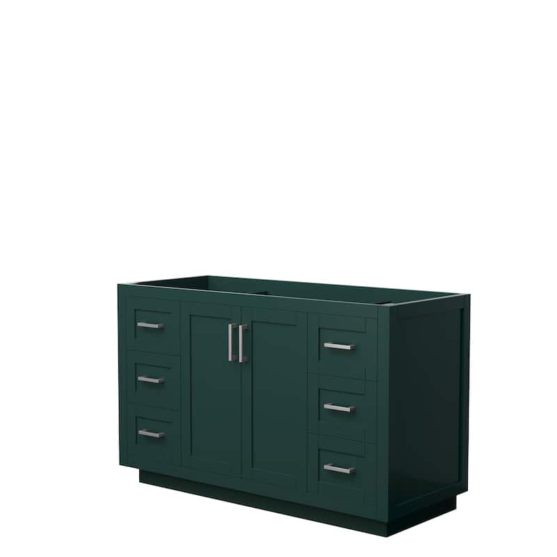 Miranda Single Bathroom Vanity Cabinet, No Mirror - 54-Inch Single - Green, Brushed Nickel Trim, No Top