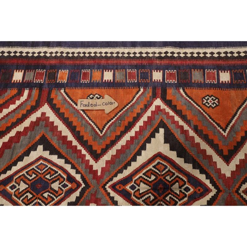 Kilim Qashqai Persian Vintage Rug Flatweave Home Decor Wool Carpet - 5'0"x 6'7"