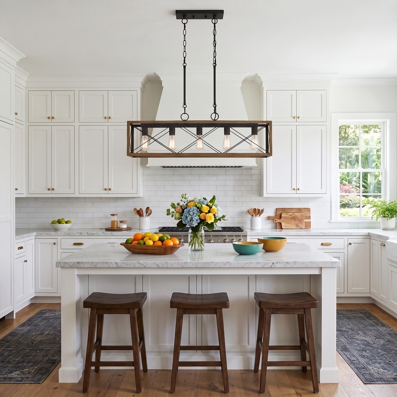 Acroma 5-light Farmhouse Linear Chandelier Faux Wood Dining Lighting with UL Certified - 36''