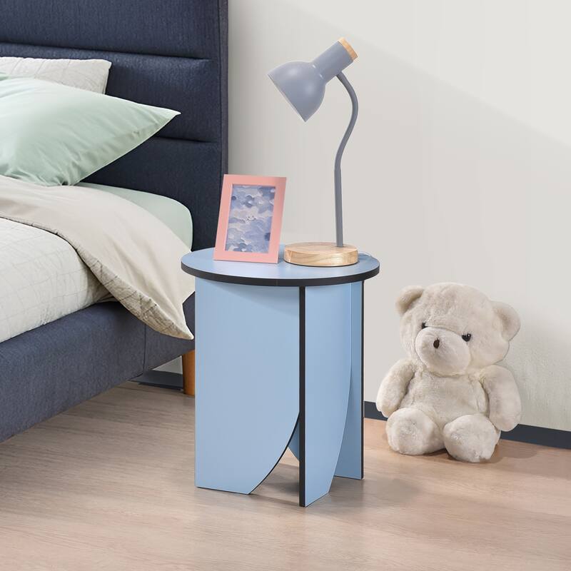 Zoe Modern Round Laminated Wood Accent End Table - Blue