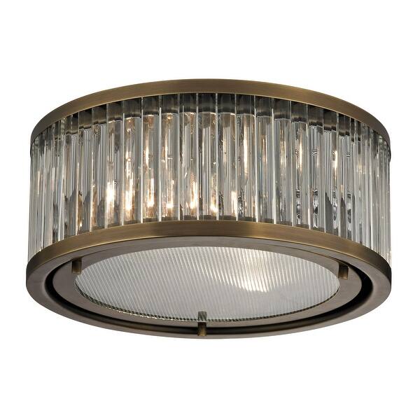 2-Light Drum Shaped Flush Mount Ceiling Light Fixture - 12" - Aged ...