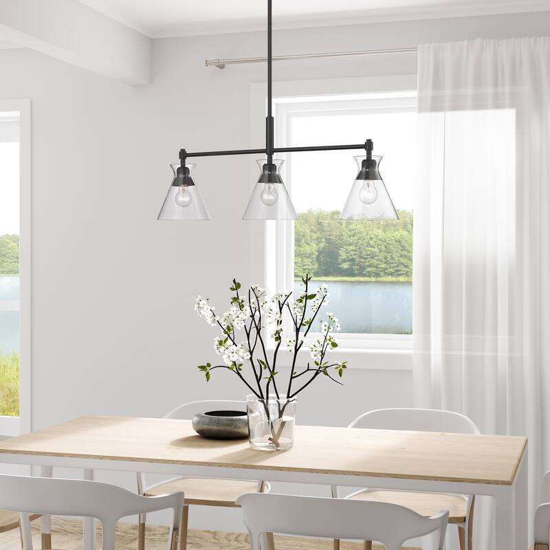 Malta 34" Wide 3-Light Linear Pendant with Clear Glass