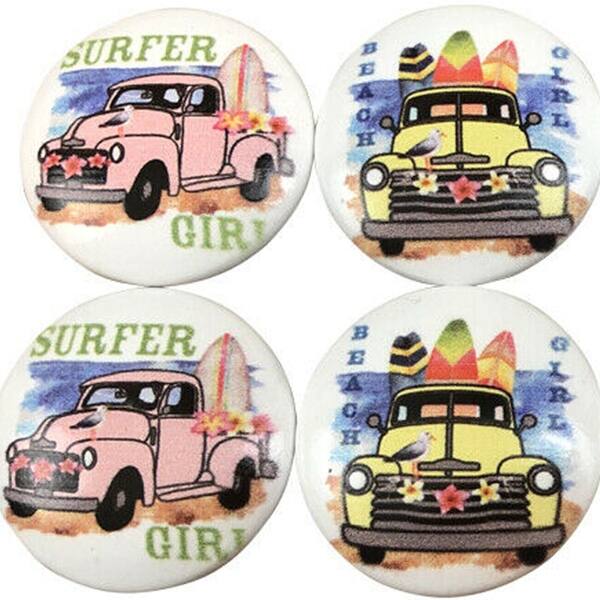 Set of 8 Nautical Beach Truck print wood cabinet knobs - 1.5" Wide - Bed  Bath & Beyond - 36002617