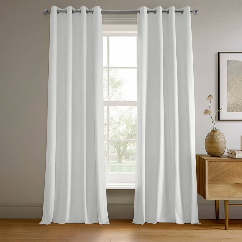 Exclusive Fabrics Signature Grommet Velvet Blackout Curtain (1 Panel) - 50 X 84 - Primary White