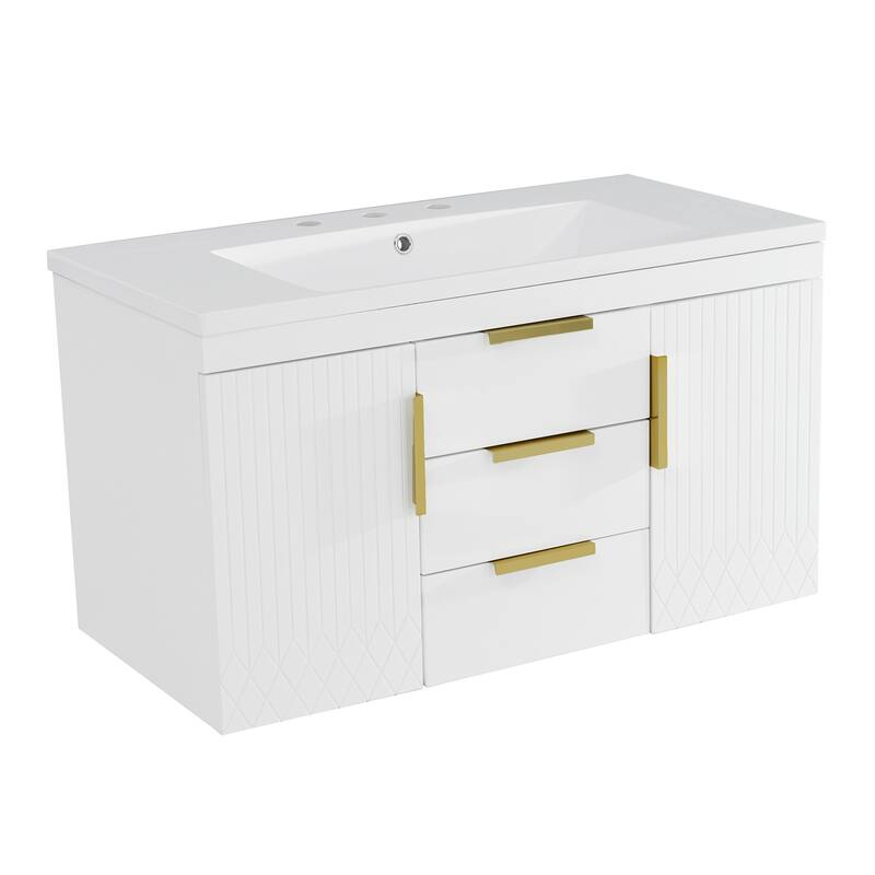 72" Wall Mounted Floating Bathroom Vanity with Storage Cabinet and Drawers