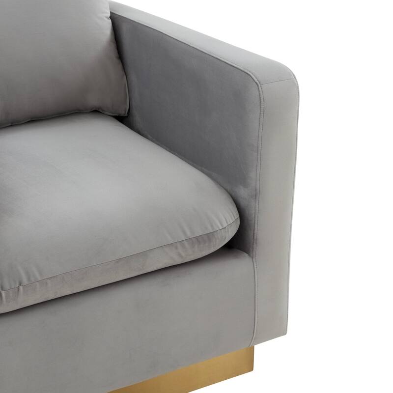 Nervo Velvet Modern Single Seater Sofa, Accent Arm Chair with Gold Stainless Steel Square Base for Living Room & Bedroom - 32.67