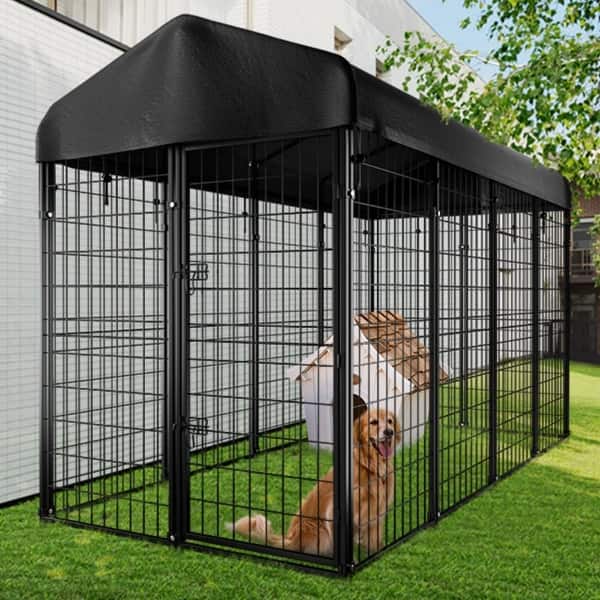 slide 2 of 10, GARPROVM Heavy Duty Large Outdoor Dog Kennel Pet Playpen, 8.2 x 4 x 5.4 Ft Metal