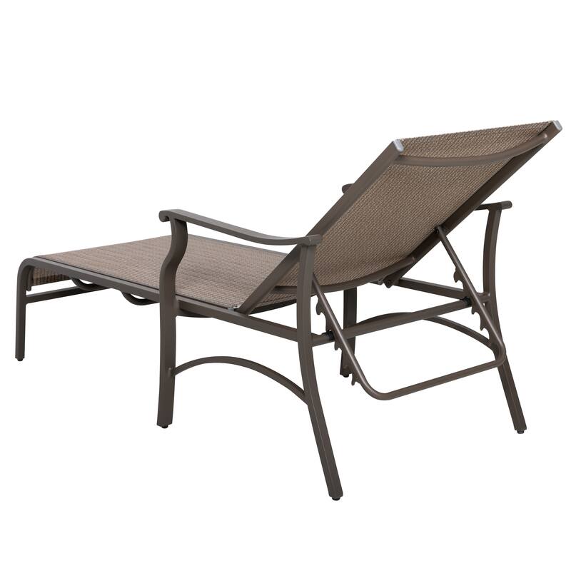 Patio Time 2 Pieces Lounge Chair with 6-Position Adjustable Backrest, Brown