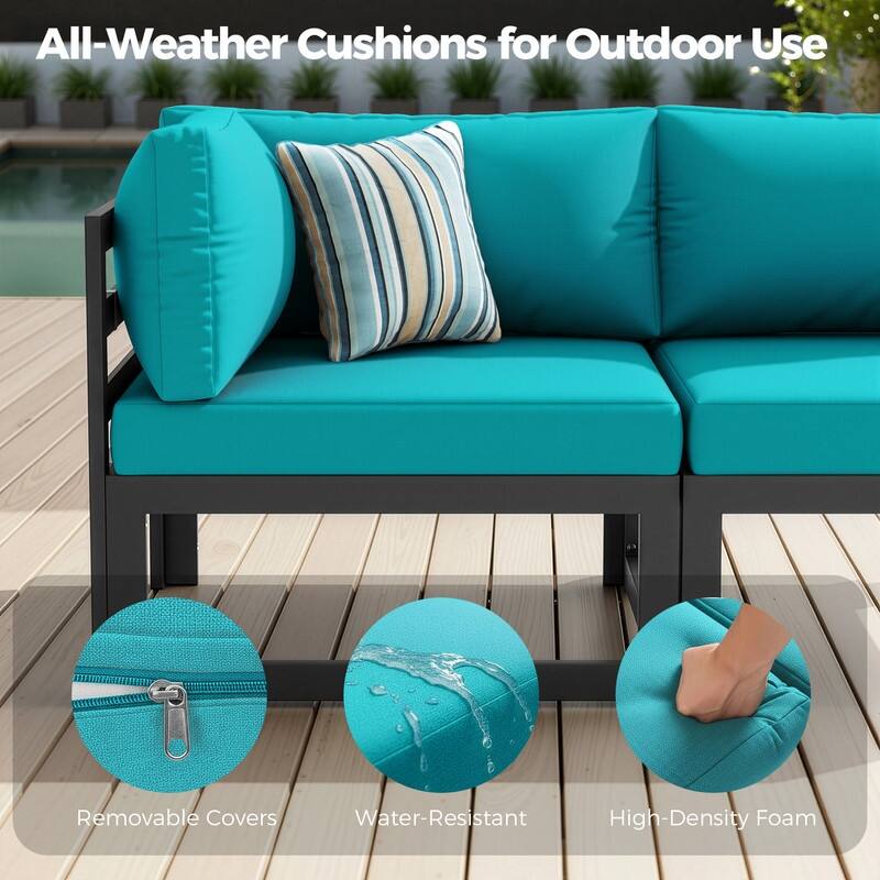 11-Piece Luxury Aluminum Outdoor Furniture Set with Chaise Lounge & Fire Pit Table, 29" Deep Seating Aluminum Patio Sectional