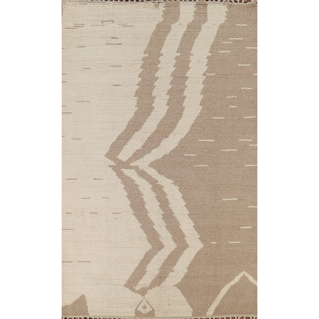 All-Over Striped Moroccan Oriental Area Rug Handmade Wool Carpet - 6'2"x 9'6"