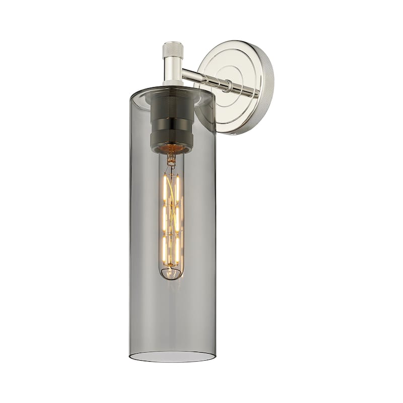 Innovations Lighting Crown Point - 1 Light 12" Wall-Mounted Sconce - Polished Nickel/Light Smoke