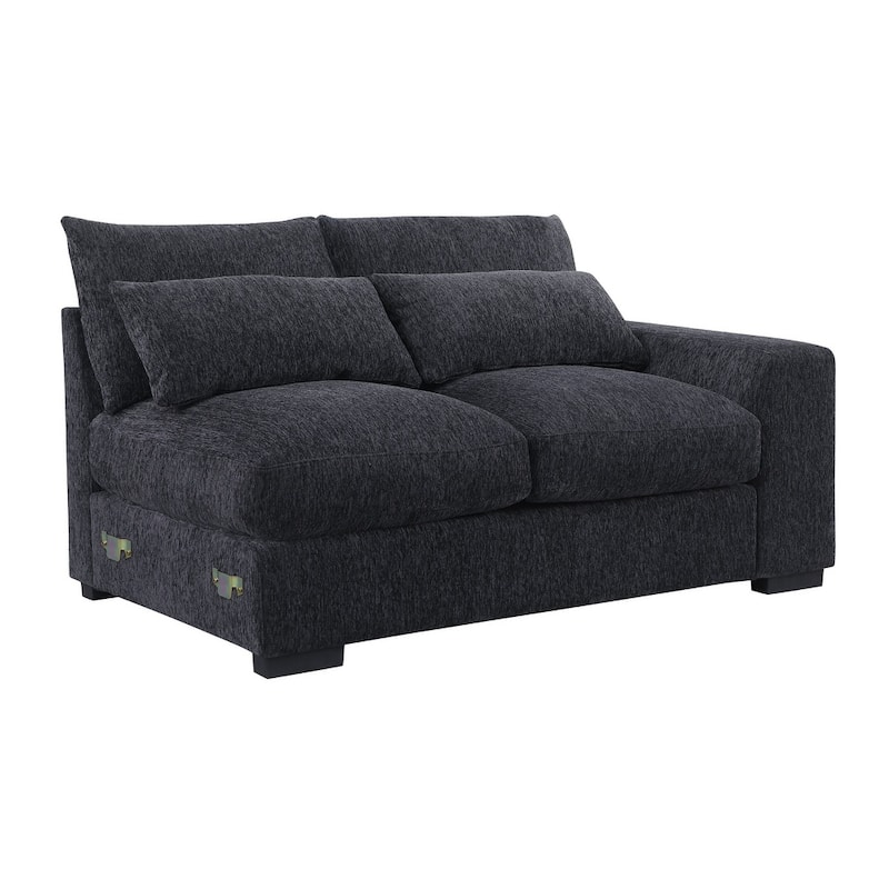 Modern Modular Sectional Sofa with Ottomans and Built-in Console, Cupholders