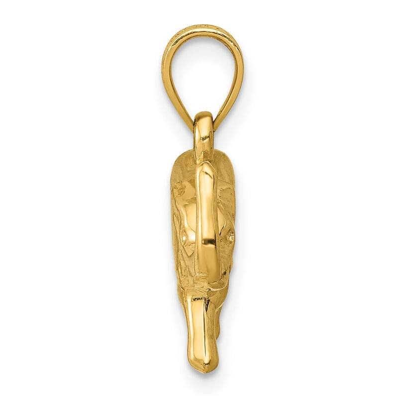 Curata 14k Yellow Gold 18" Polished Good Luck Elephant Pendant Necklace - 16.6x17.5mm