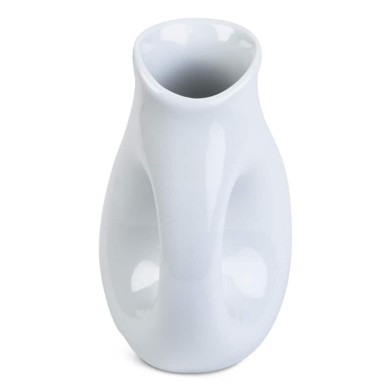 Small Whiteware Oval Pitcher - 12oz Porcelain Beverage Server, Hand Wash Only, Everyday Use, 5.4" H x 3.5" L x 3.1" W