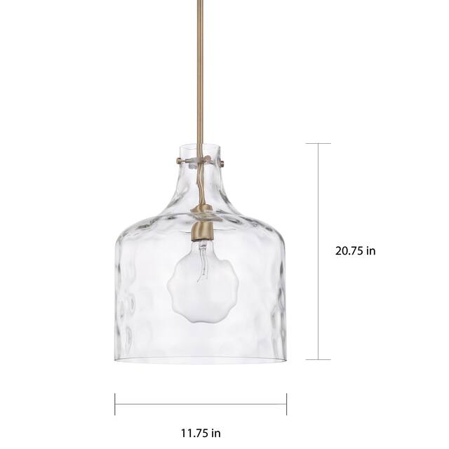 1-Light Clear Water Glass Shade Pendant