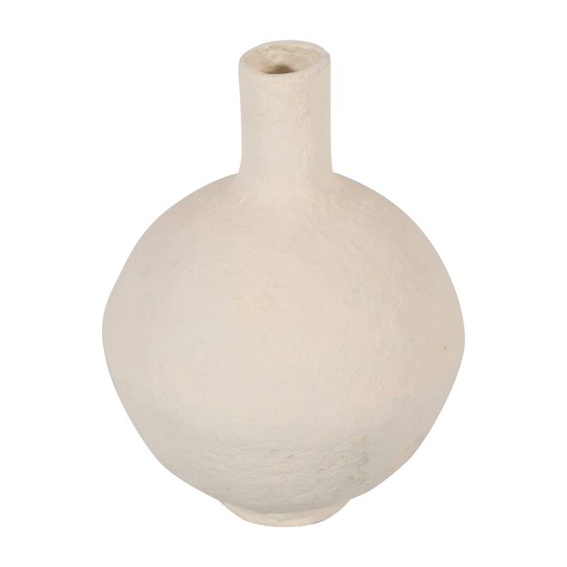 Paper Mache Vase Dia 20" Off-White - Off-White