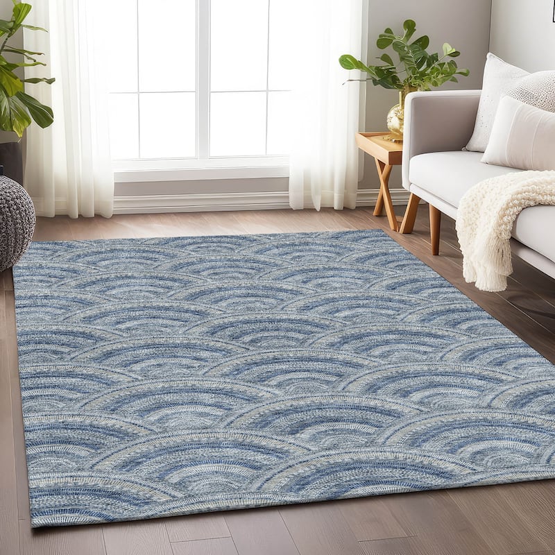 Premium Washable Super Soft Transitional Stacks Mayfield Rug - Denim - 3' x 5'