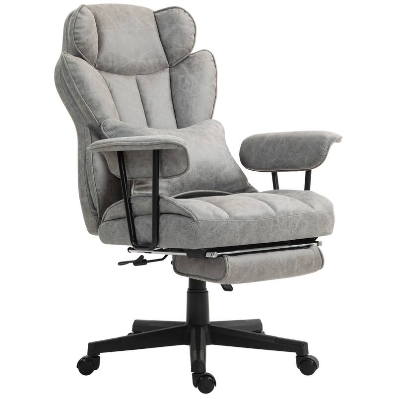 Massage Executive Chair 6 Vibration 400LBS Heated Big Tall with Footrest Lumbar Support Reclining Computer Chair Gray