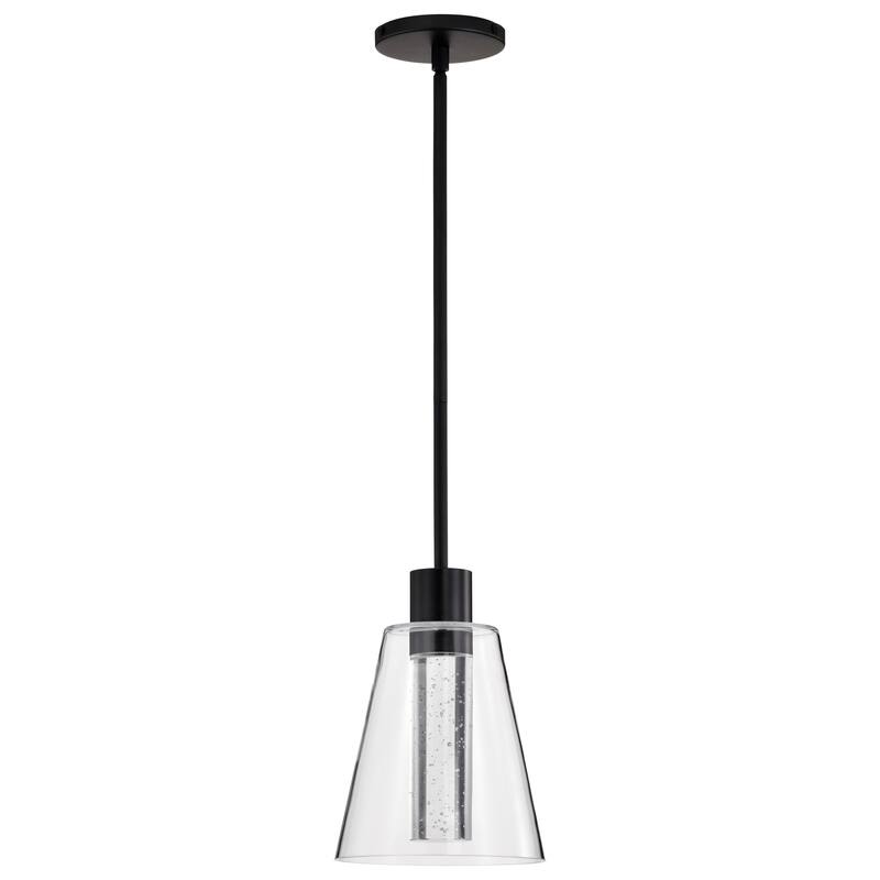 Aura 7 Inch LED Pendant Matte Black K9 Bubble Crystal 3000K CCT - Matte Black