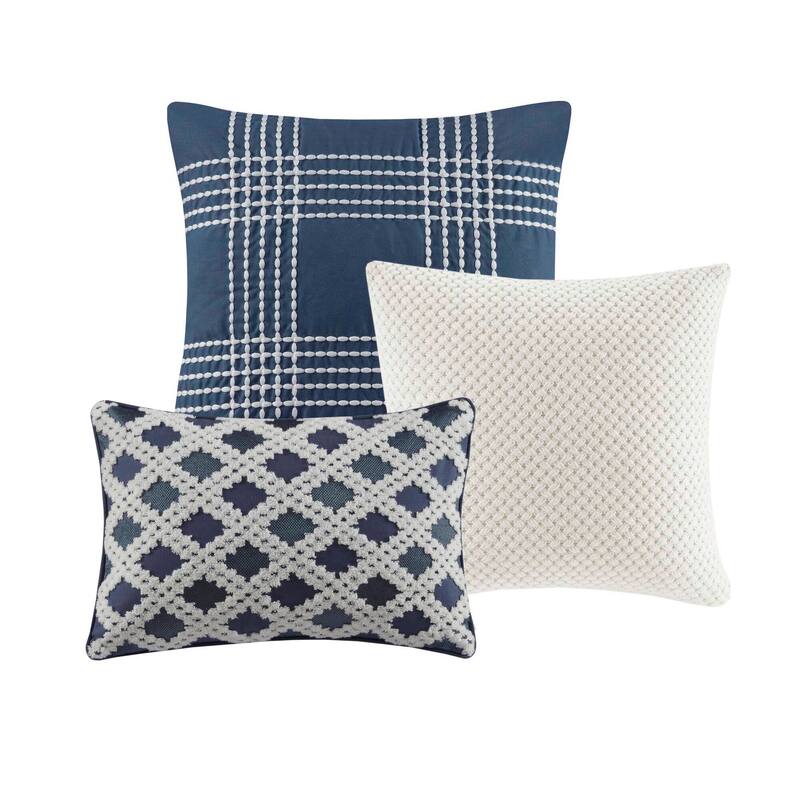 Madison Park Signature Essence Oversized Cotton Clipped Jacquard Comforter Set with Euro Shams and Throw Pillows