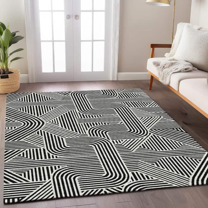 Machine Washable Indoor/ Outdoor Chantille Contemporary Geo Rug