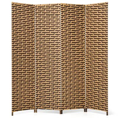 Costway 4 Panel Fiber Privacy Partition Screen Folding Room Divider - 71'' x 71''