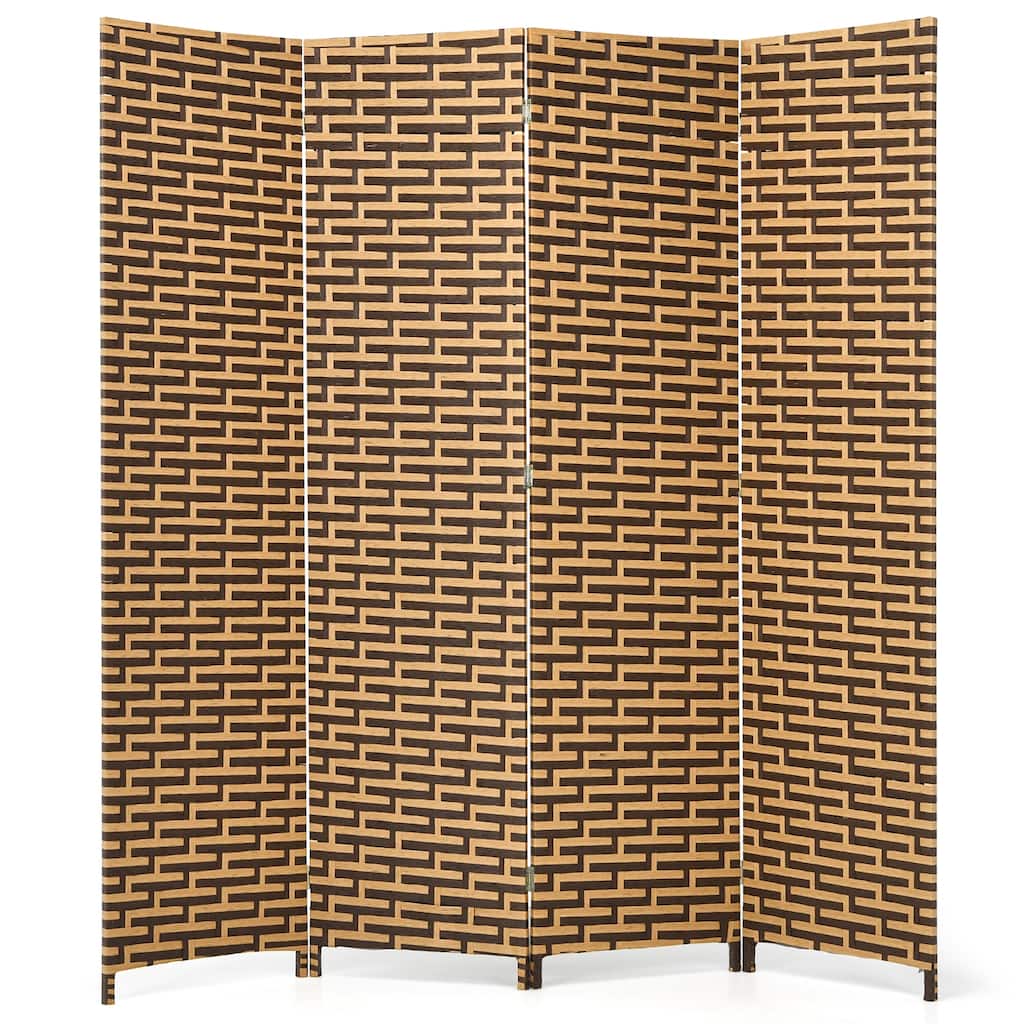 Costway 4 Panel Fiber Privacy Partition Screen Folding Room Divider - 71'' x 71''