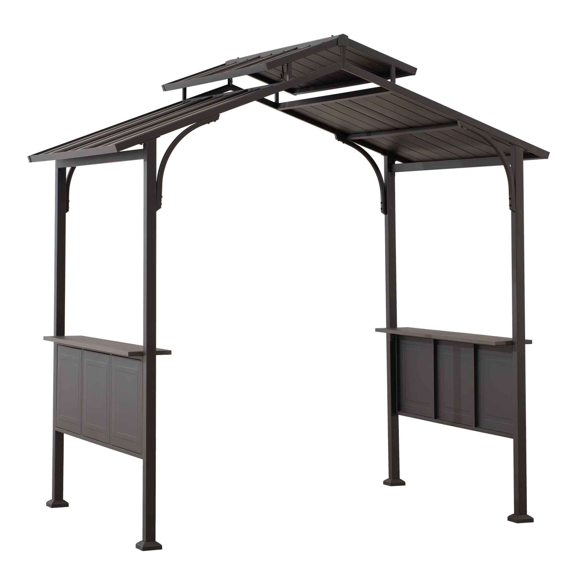 Shop Sunjoy 5 Ft X 8 Ft Brown Steel 2 Tier Grill Gazebo Hardtop Overstock 30581641