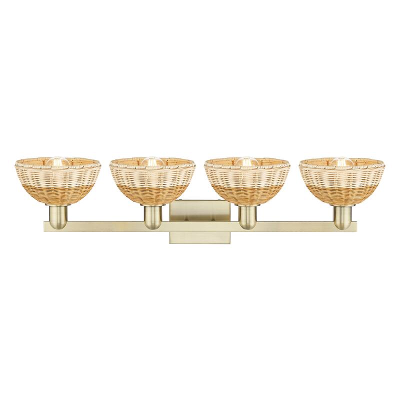 Innovations Lighting Downtown Urban - Natural Ballston Dome - 4 Light 36" Bath Vanity Light with Basketweave Shade