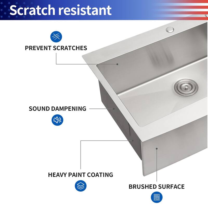 Farmhouse Apron Single Bowl Stainless Steel Kitchen Sink - 33*22