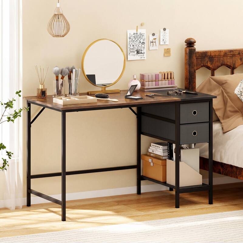 Gymax 48'' Home Office Desk w/ Storage Headphone Hook Shelf & 2