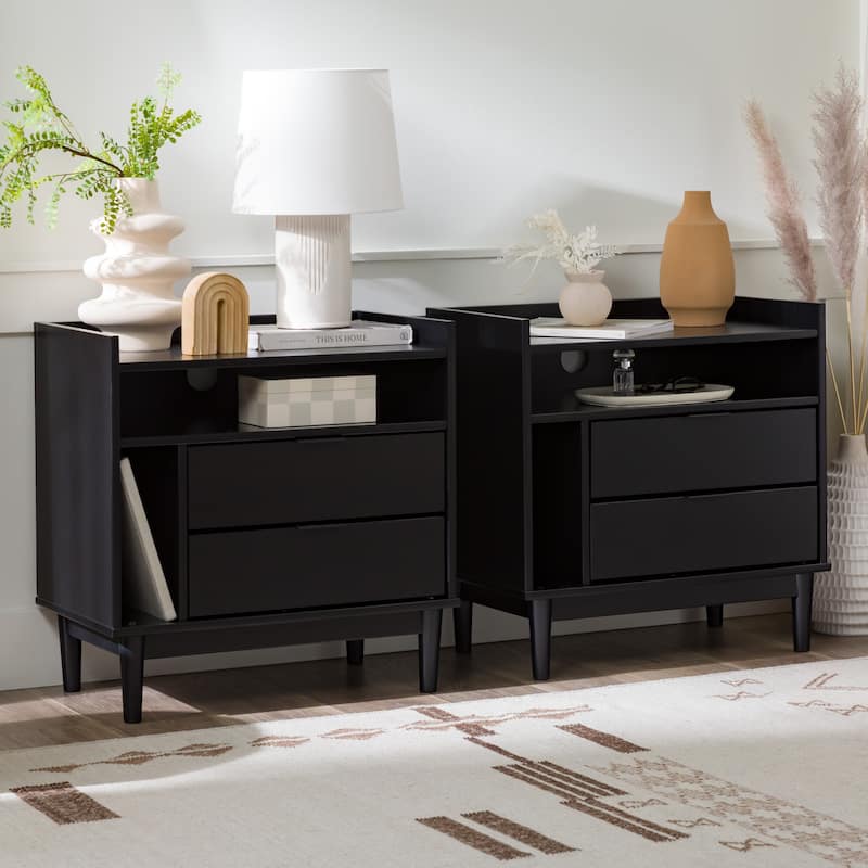 Middlebrook Modern Gallery-Top Solid Wood Nightstand (Set of 2)