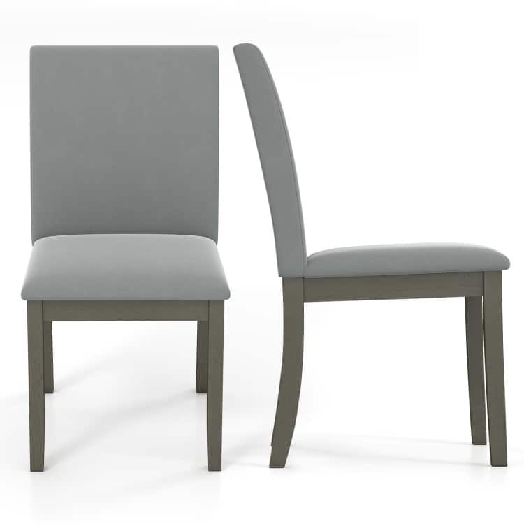 Grey Velvet Rubber Wood Dining Chairs Set of 2 with Ergonomic Design - 24" x 19" x 36"