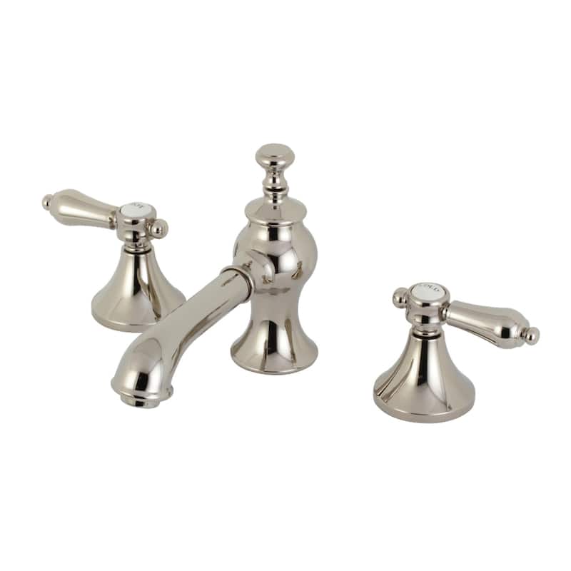 Kingston Brass Heirloom Deck Mount Widespread Bathroom Faucet with Brass Pop-Up - Polished Nickel