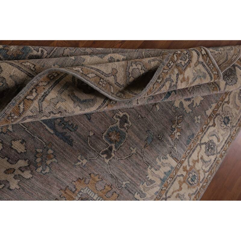 Gray Turkish Oushak Vegetable Dye Area Rug Hand-Knotted Wool Carpet - 5'10"x 8'6"