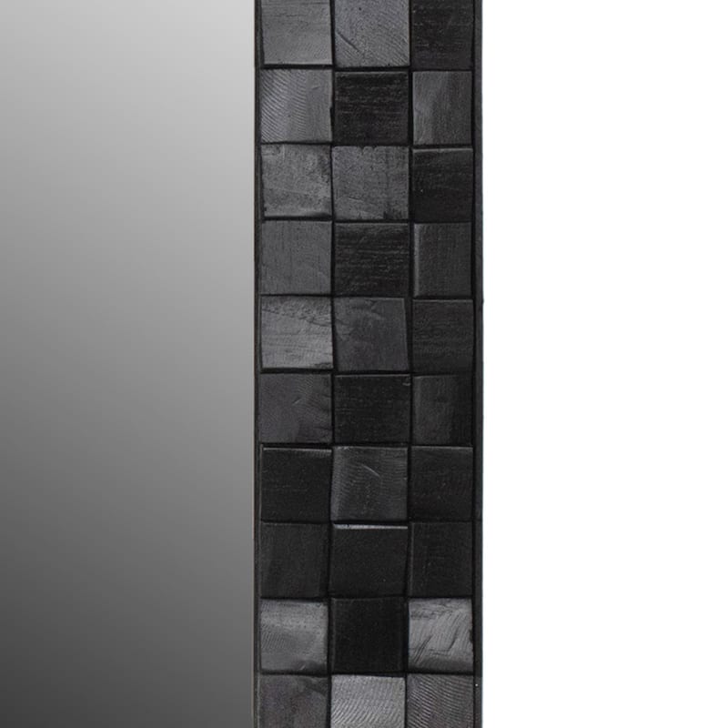 Recycled Acacia Mosaic Wood Black Rectangular Mirror by East at Main
