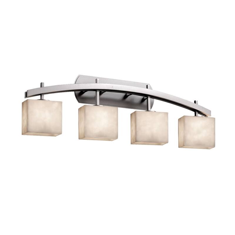 Justice Design Clouds Archway 4-light Brushed Nickel Bath Bar, Clouds Rectangle Shade