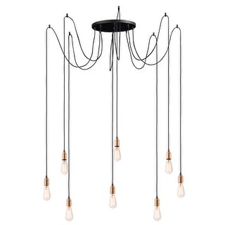Early Electric 8-Light Pendant - black / antique brass