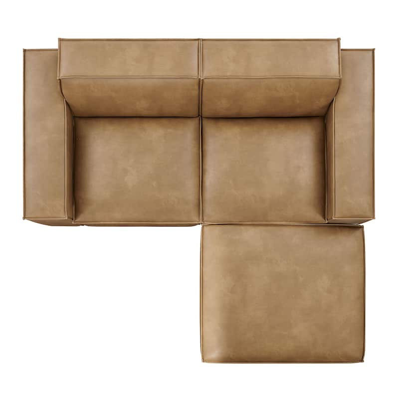 Restore 3-Piece Vegan Leather Modular Loveseat with Ottoman