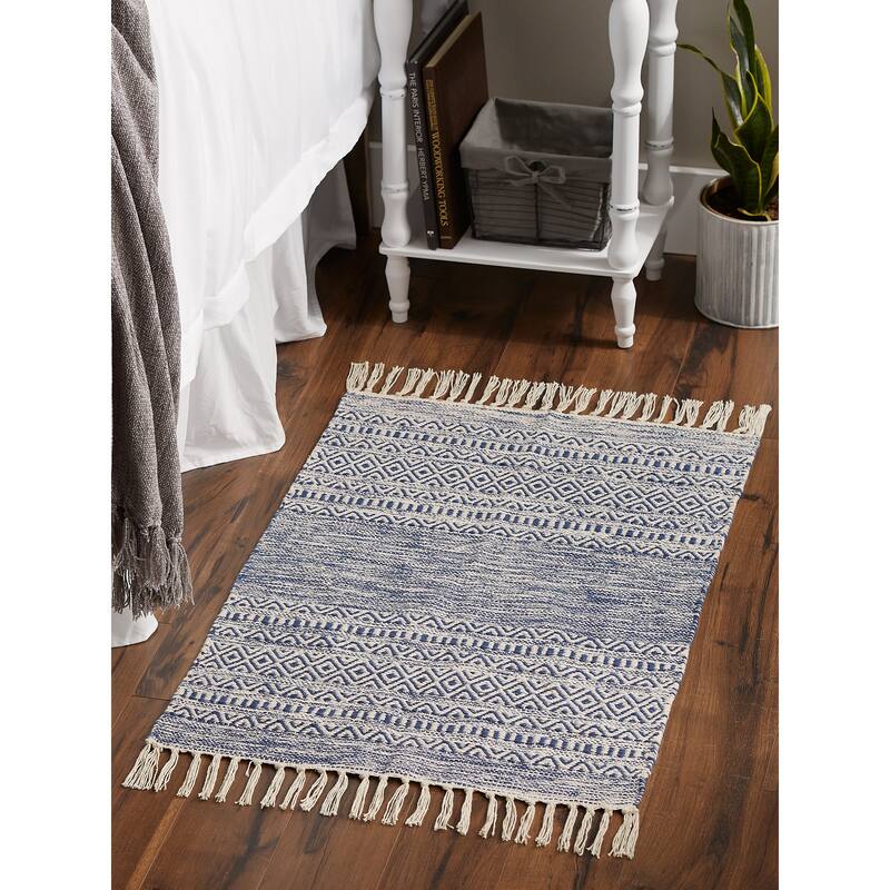 DII Black Ticking Stripe Hand-Loomed Rug 2x3 Ft - 24.0 In. L X 36.0 In. W X 0.2 In. H
