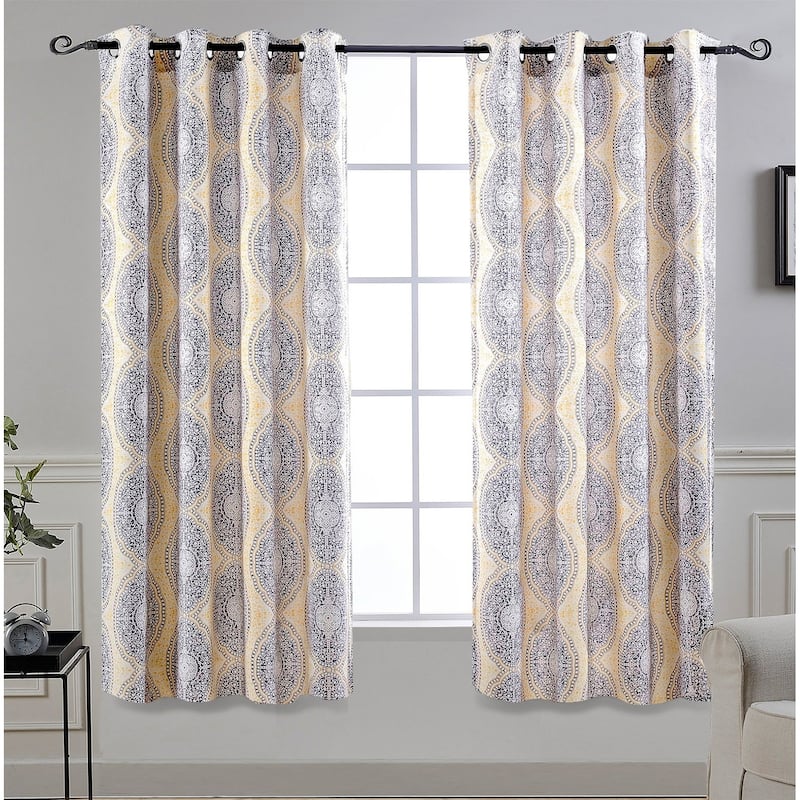 DriftAway Adrianne Pastel Damask Room Darkening Curtain Panel Pair