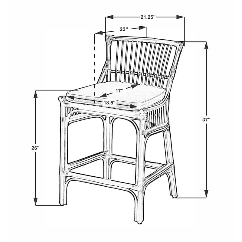 Emily Rattan Counter Stool with Cotton Cushion by East at Main