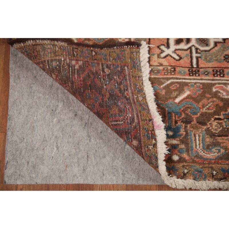 Hand Knotted Oriental 100% Wool Carpet Traditional Medallion Pink Heriz Area Rug - 12' 7'' X 9' 9''