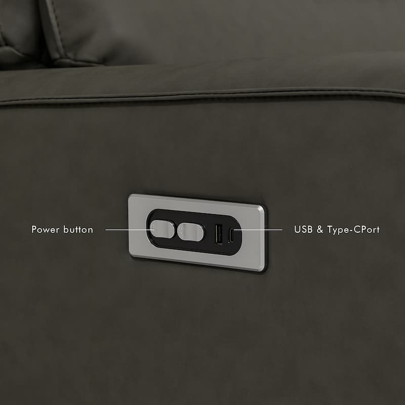 48.5" W Faux Leather Dual-Power Oversized Width Seat Recliner with USB & USB-C Charging, Ajustable Headrest
