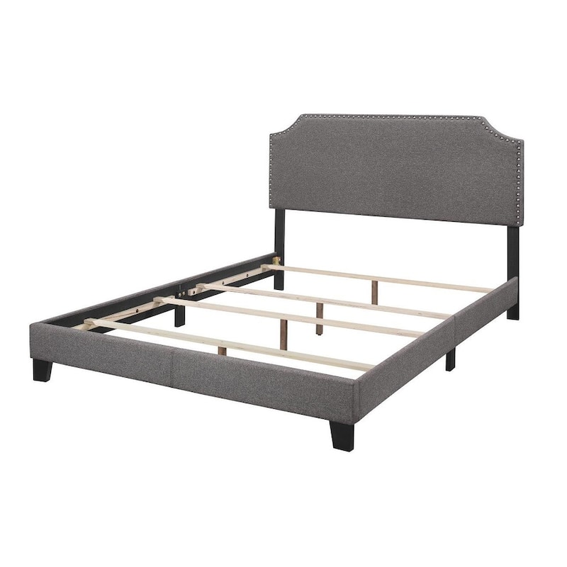 Tory Modern Chic Grey Linen Upholstered Panel Bed