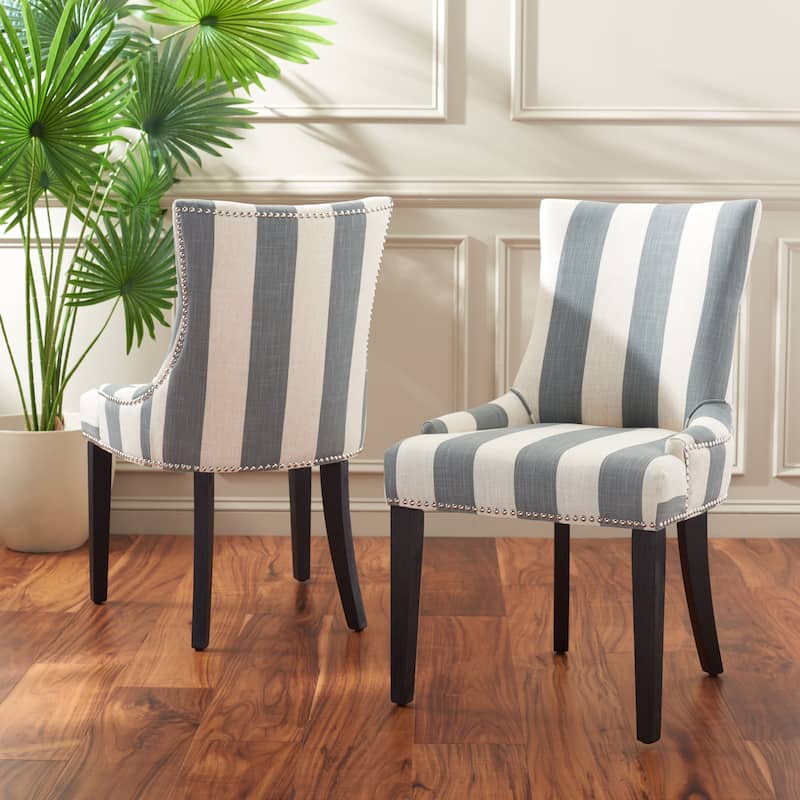 SAFAVIEH Lester Dining Chair (Set of 2) - 24"W x 25"D x 39"H - Grey/White. - Single