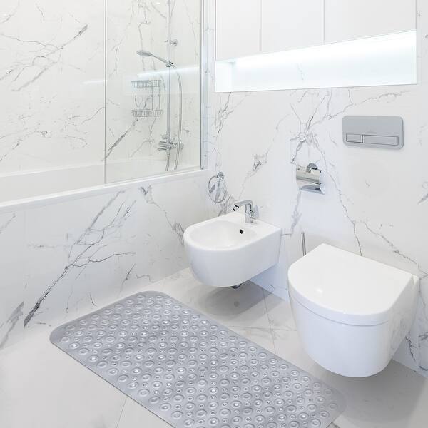 Bath Tub Shower Mat 30" X 14.2" Non-Slip Oval Mat For Bathroom - Clear Green