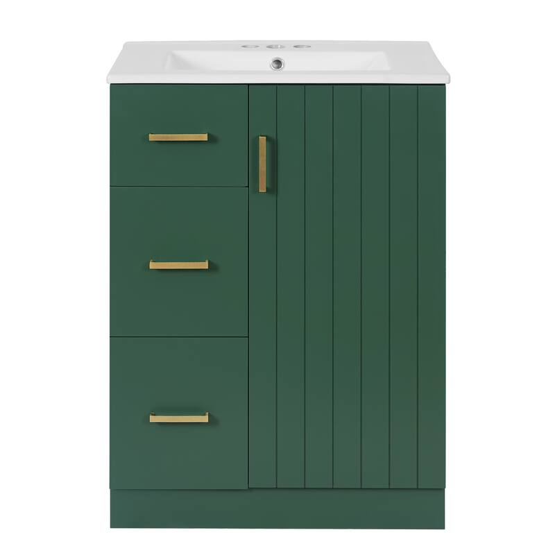 24'' Freestanding Bathroom Vanity with White Integrated Ceramic Sink - 24'' x 18.3'' x 33.78''