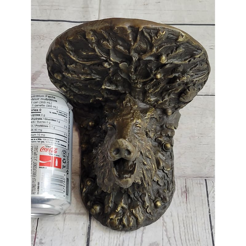 Heavy Solid Cast Bronze Wall Brackets Sconces Shelf Boars Acorns Sculpture Gift